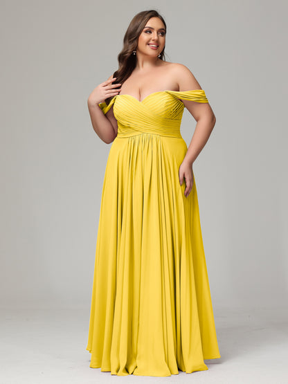 A-line Sweetheart neckline Chiffon-Bridesmaid Dress Plus Size
