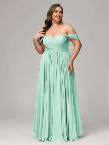 A-line Sweetheart neckline Chiffon-Bridesmaid Dress Plus Size