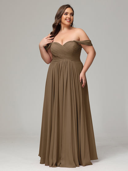 A-line Sweetheart neckline Chiffon-Bridesmaid Dress Plus Size