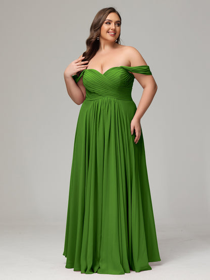 A-line Sweetheart neckline Chiffon-Bridesmaid Dress Plus Size