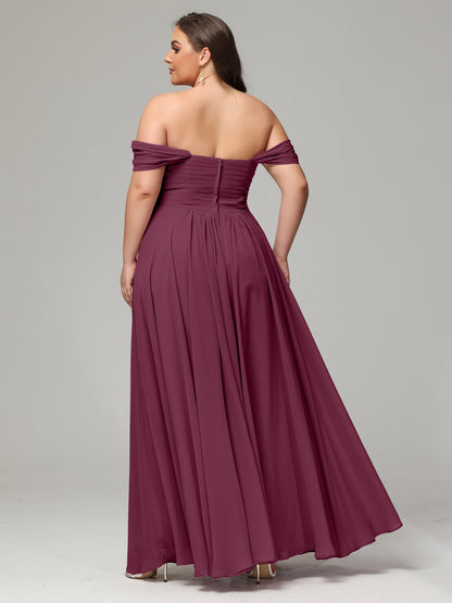 A-line Sweetheart neckline Chiffon-Bridesmaid Dress Plus Size