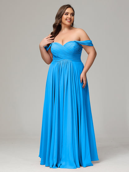 A-line Sweetheart neckline Chiffon-Bridesmaid Dress Plus Size