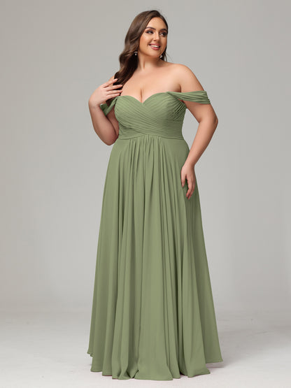 A-line Sweetheart neckline Chiffon-Bridesmaid Dress Plus Size
