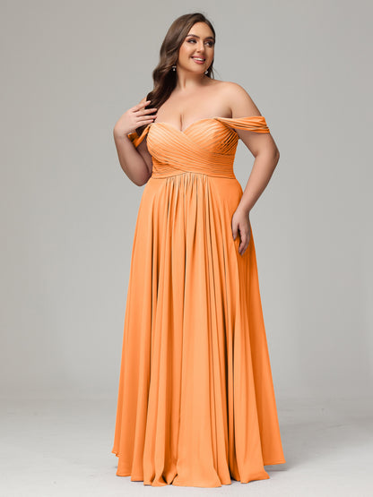 A-line Sweetheart neckline Chiffon-Bridesmaid Dress Plus Size