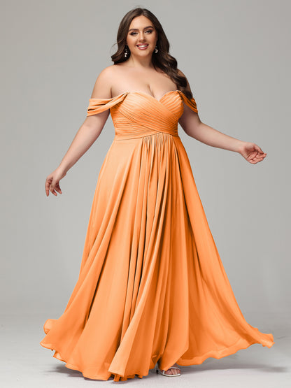 A-line Sweetheart neckline Chiffon-Bridesmaid Dress Plus Size