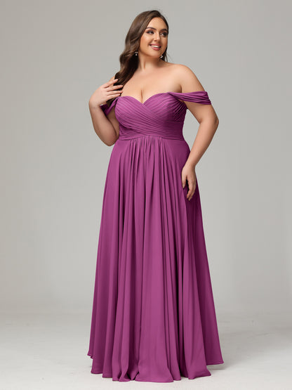 A-line Sweetheart neckline Chiffon-Bridesmaid Dress Plus Size