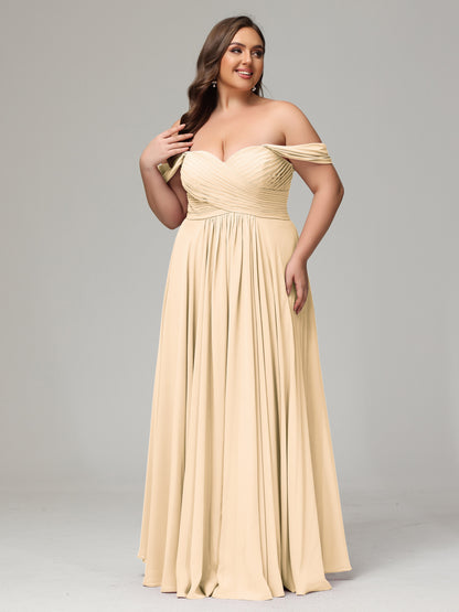 A-line Sweetheart neckline Chiffon-Bridesmaid Dress Plus Size