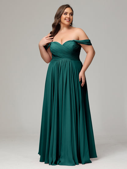 A-line Sweetheart neckline Chiffon-Bridesmaid Dress Plus Size