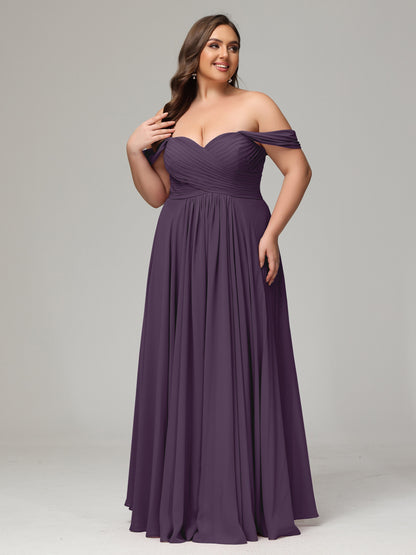 A-line Sweetheart neckline Chiffon-Bridesmaid Dress Plus Size