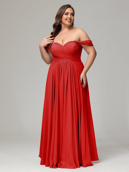 A-line Sweetheart neckline Chiffon-Bridesmaid Dress Plus Size