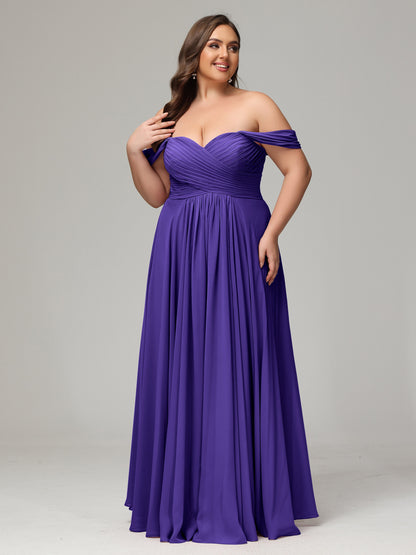 A-line Sweetheart neckline Chiffon-Bridesmaid Dress Plus Size