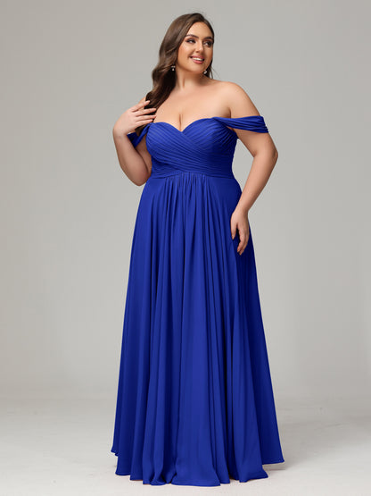 A-line Sweetheart neckline Chiffon-Bridesmaid Dress Plus Size