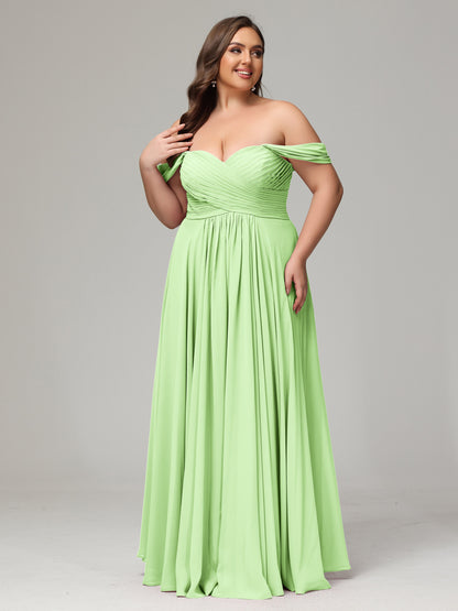 A-line Sweetheart neckline Chiffon-Bridesmaid Dress Plus Size