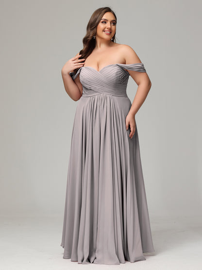 A-line Sweetheart neckline Chiffon-Bridesmaid Dress Plus Size
