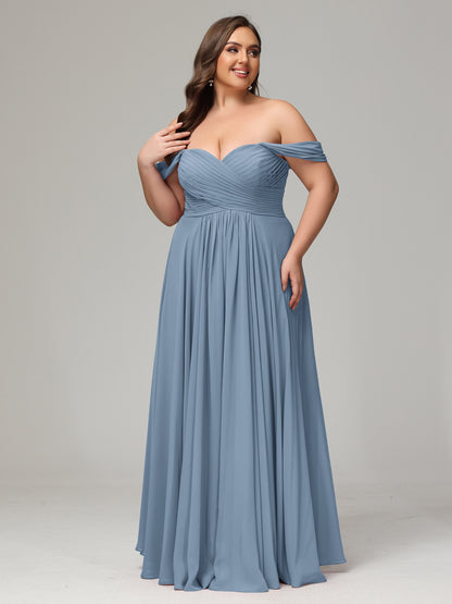 A-line Sweetheart neckline Chiffon-Bridesmaid Dress Plus Size