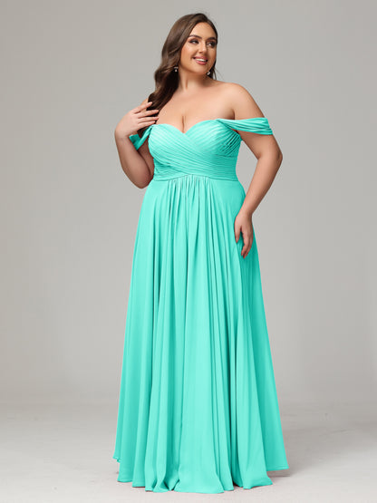 A-line Sweetheart neckline Chiffon-Bridesmaid Dress Plus Size