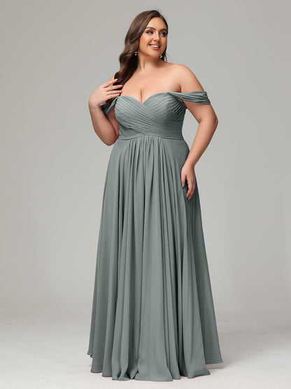 A-line Sweetheart neckline Chiffon-Bridesmaid Dress Plus Size