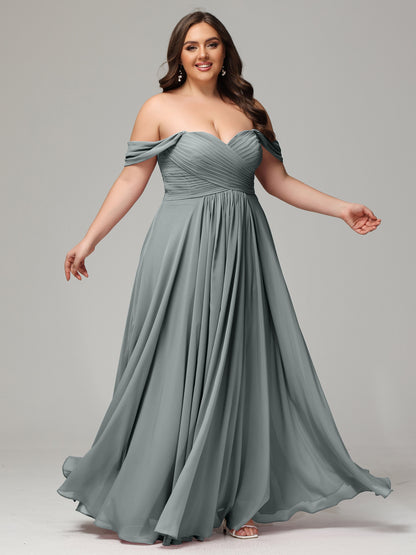 A-line Sweetheart neckline Chiffon-Bridesmaid Dress Plus Size