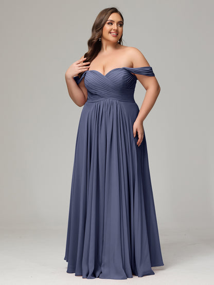 A-line Sweetheart neckline Chiffon-Bridesmaid Dress Plus Size