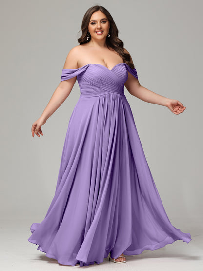 A-line Sweetheart neckline Chiffon-Bridesmaid Dress Plus Size