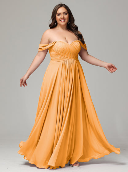 A-line Sweetheart neckline Chiffon-Bridesmaid Dress Plus Size