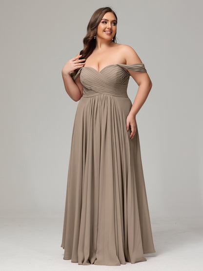 A-line Sweetheart neckline Chiffon-Bridesmaid Dress Plus Size
