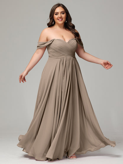 A-line Sweetheart neckline Chiffon-Bridesmaid Dress Plus Size