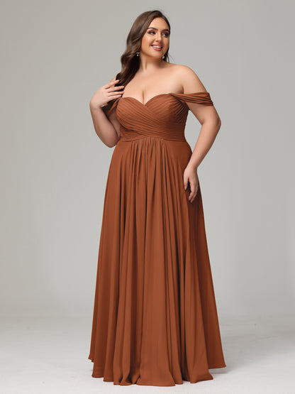 A-line Sweetheart neckline Chiffon-Bridesmaid Dress Plus Size