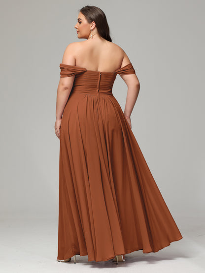 A-line Sweetheart neckline Chiffon-Bridesmaid Dress Plus Size
