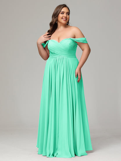 A-line Sweetheart neckline Chiffon-Bridesmaid Dress Plus Size