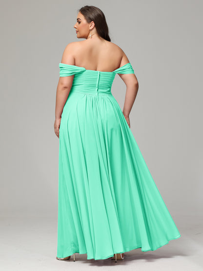 A-line Sweetheart neckline Chiffon-Bridesmaid Dress Plus Size