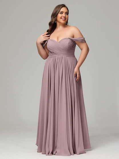 A-line Sweetheart neckline Chiffon-Bridesmaid Dress Plus Size