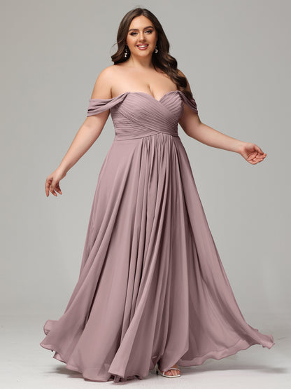A-line Sweetheart neckline Chiffon-Bridesmaid Dress Plus Size
