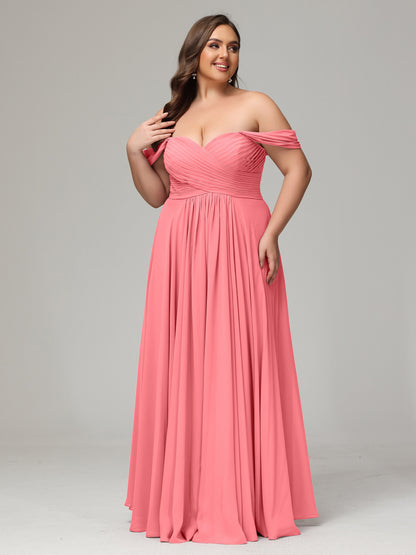 A-line Sweetheart neckline Chiffon-Bridesmaid Dress Plus Size