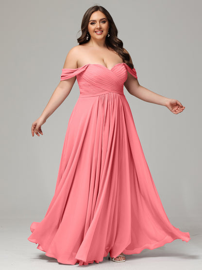 A-line Sweetheart neckline Chiffon-Bridesmaid Dress Plus Size