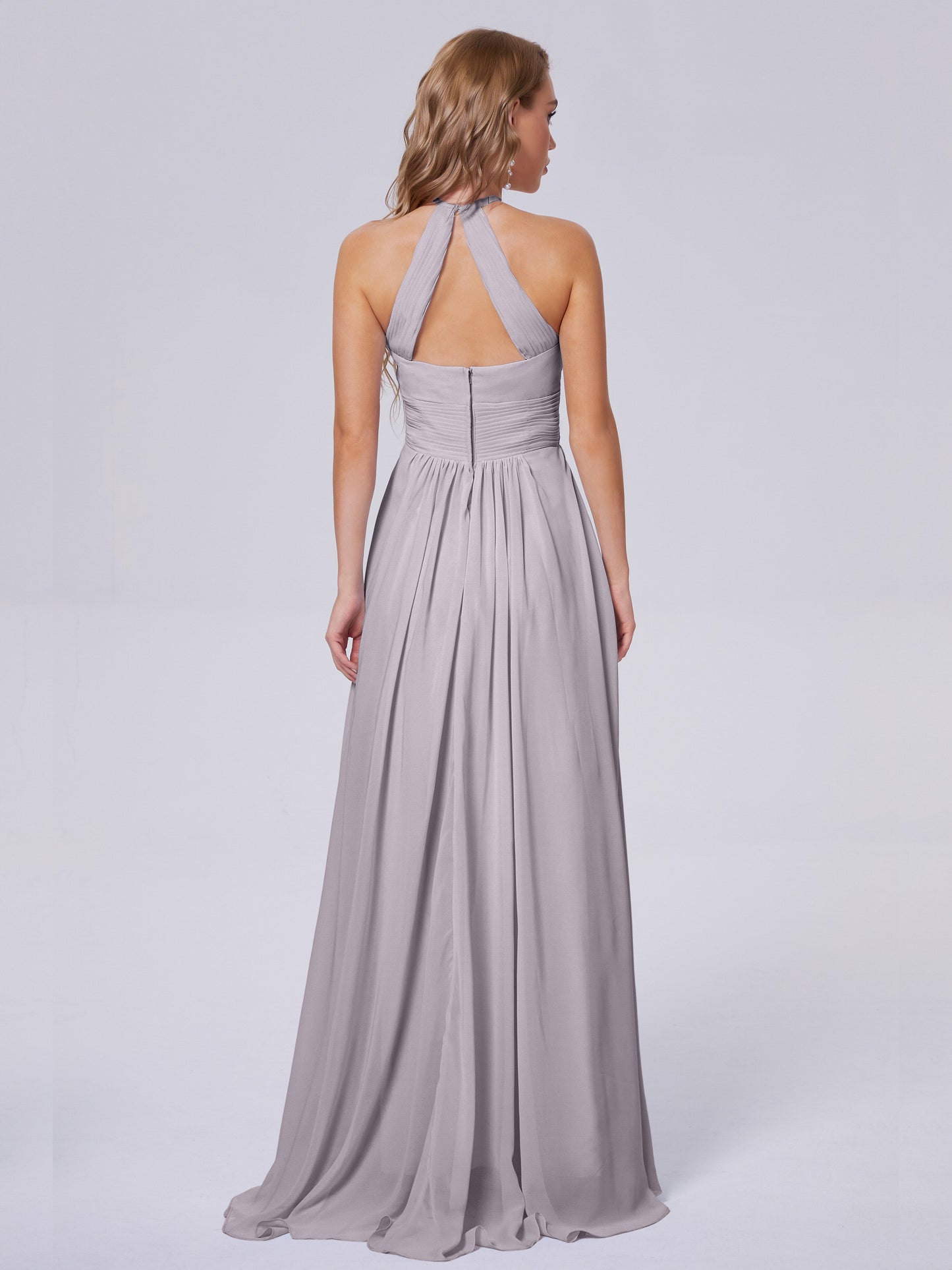 Adaline Simple Halter Chiffon Long Bridesmaid Dresses