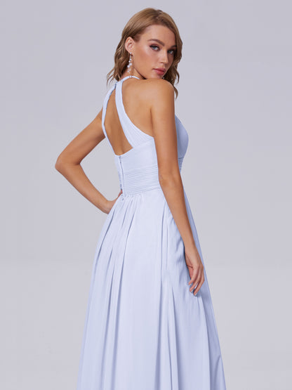 Adaline Simple Halter Chiffon Long Bridesmaid Dresses