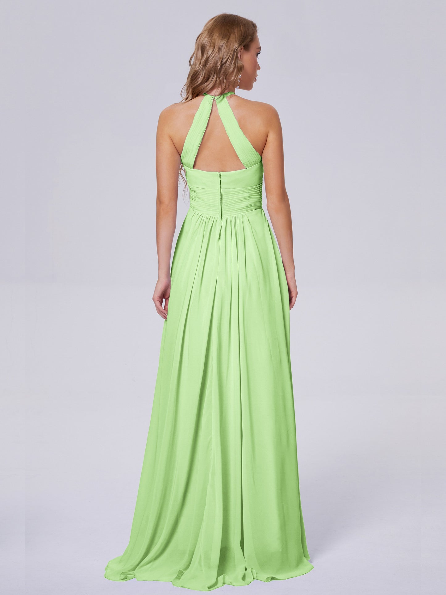 Adaline Simple Halter Chiffon Long Bridesmaid Dresses