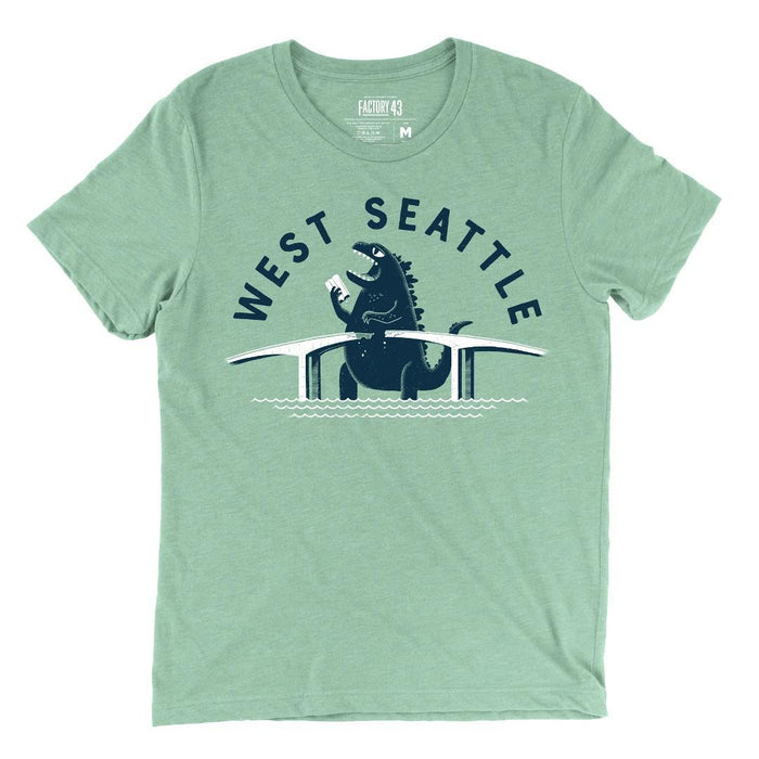 Adult Crew Neck - West Seattle Bridge Heather Sage Tee (XS - 3XL) by Factory 43