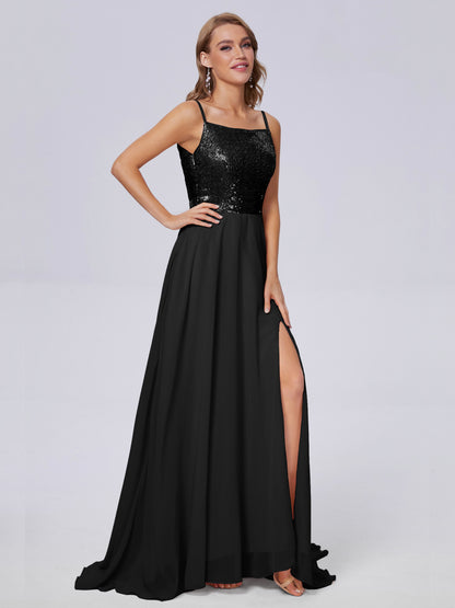 Alaina Sparkly Split Sequin Long Bridesmaid Dresses