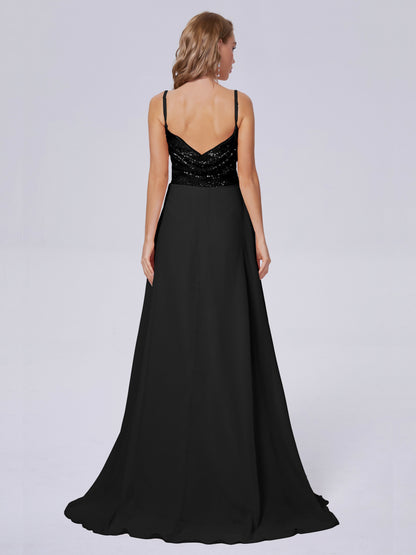 Alaina Sparkly Split Sequin Long Bridesmaid Dresses