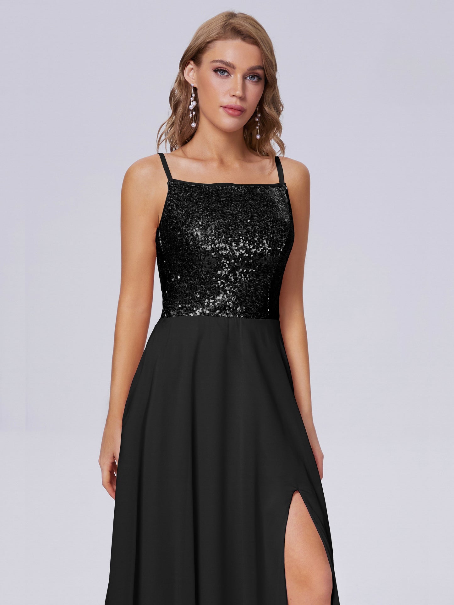 Alaina Sparkly Split Sequin Long Bridesmaid Dresses