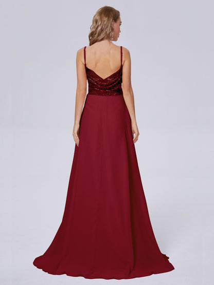 Alaina Sparkly Split Sequin Long Bridesmaid Dresses