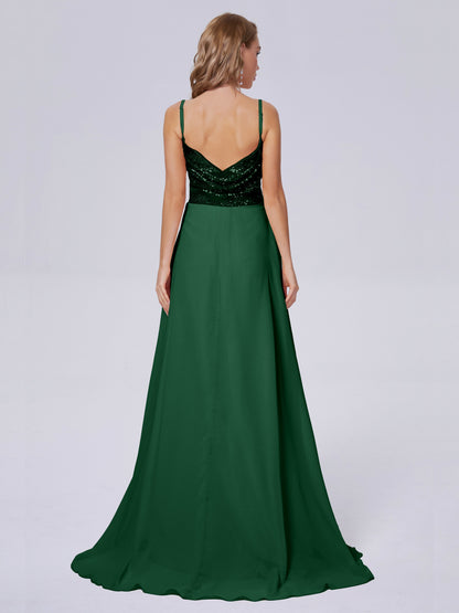 Alaina Sparkly Split Sequin Long Bridesmaid Dresses