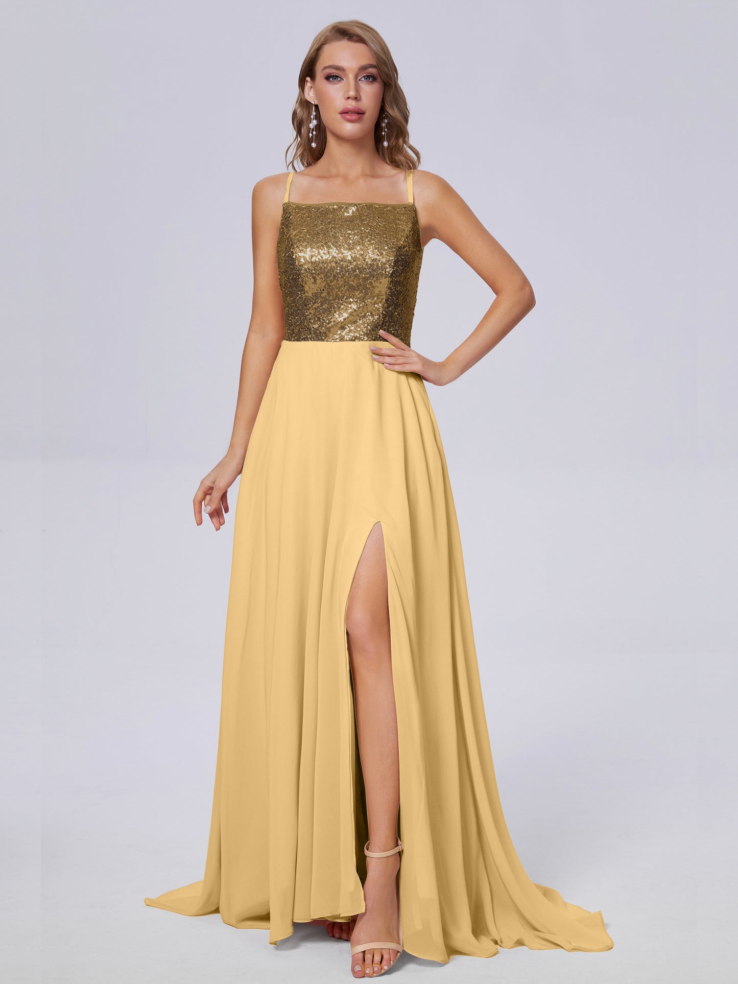 Alaina Sparkly Split Sequin Long Bridesmaid Dresses