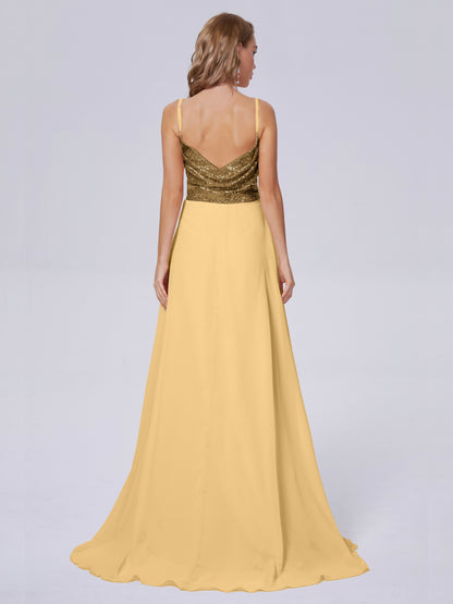Alaina Sparkly Split Sequin Long Bridesmaid Dresses