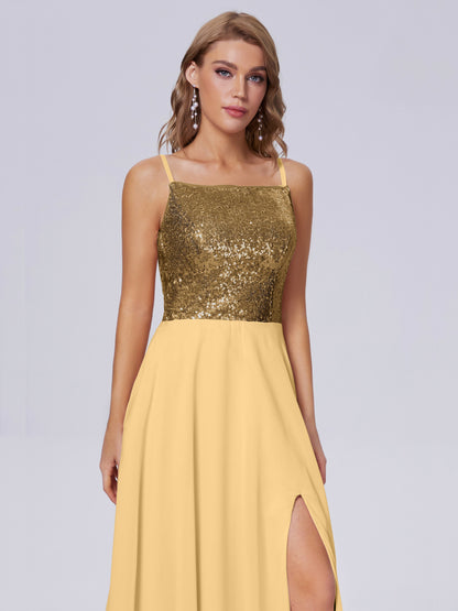 Alaina Sparkly Split Sequin Long Bridesmaid Dresses
