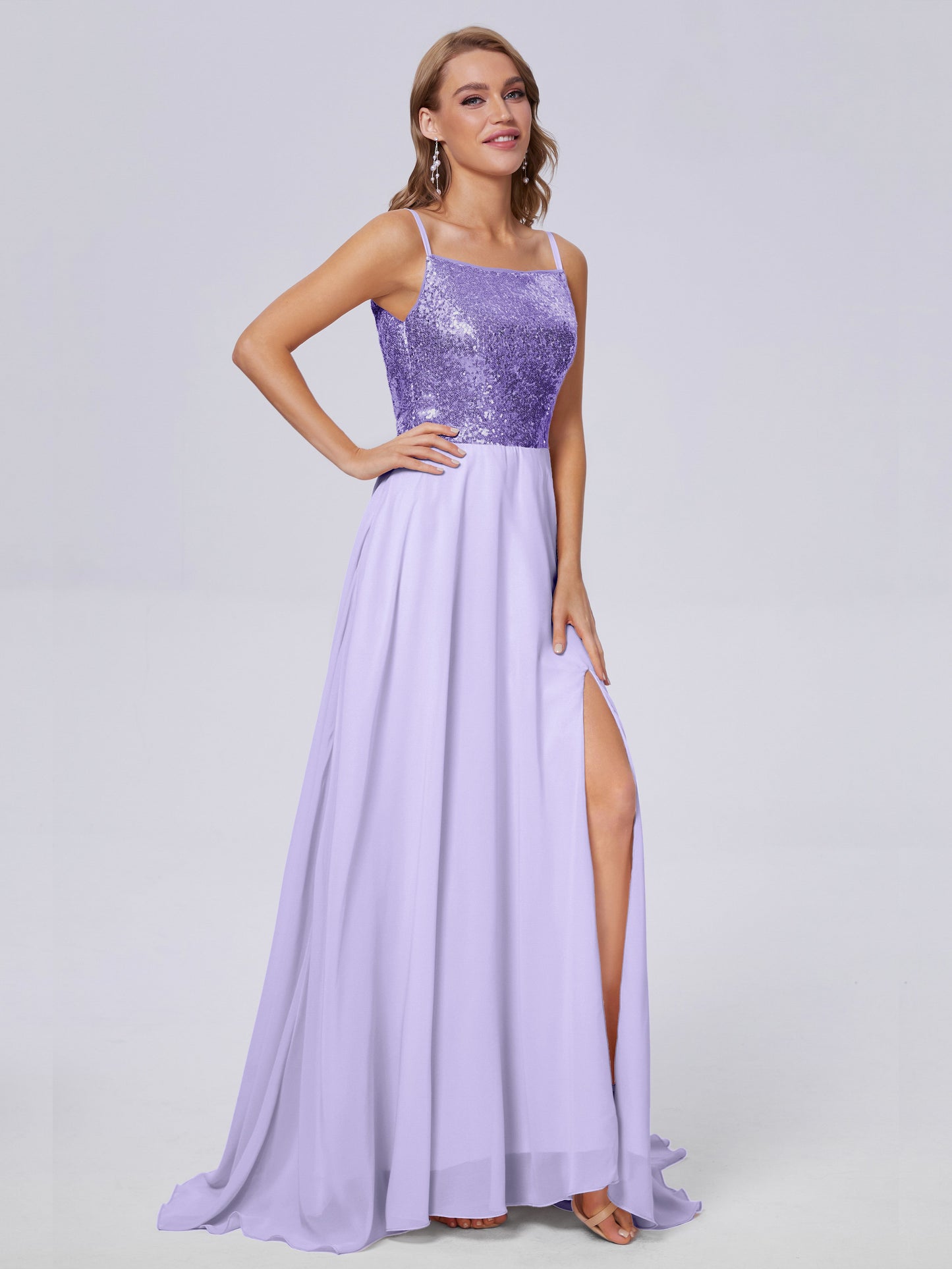 Alaina Sparkly Split Sequin Long Bridesmaid Dresses