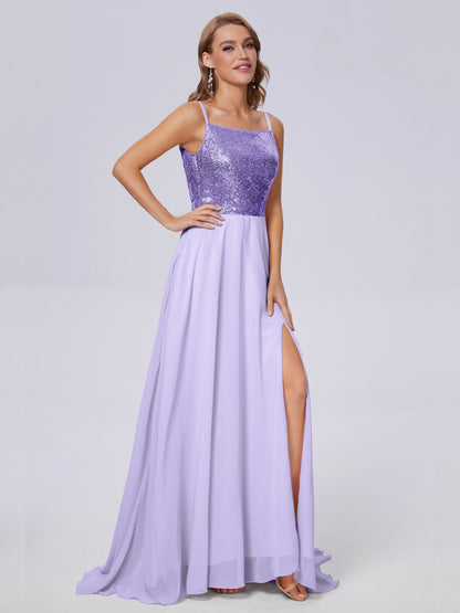 Alaina Sparkly Split Sequin Long Bridesmaid Dresses