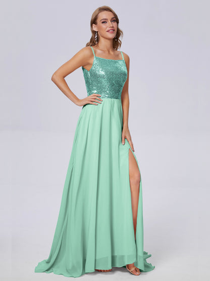 Alaina Sparkly Split Sequin Long Bridesmaid Dresses
